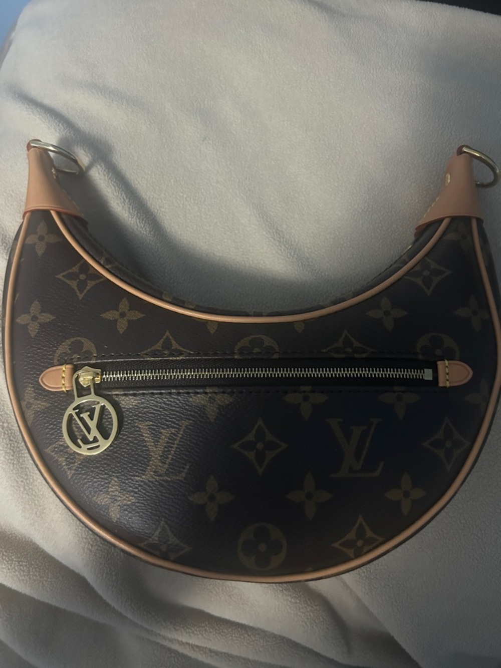 Louis Vuitton Brown Monogram Crescent Shoulder Bag with Gold Hardware